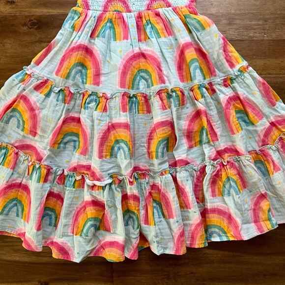 NWT SweetHoney Green Rainbow Sleeveless Spaghetti Strap Maxi Tiered Beach Dress - Picture 4 of 8